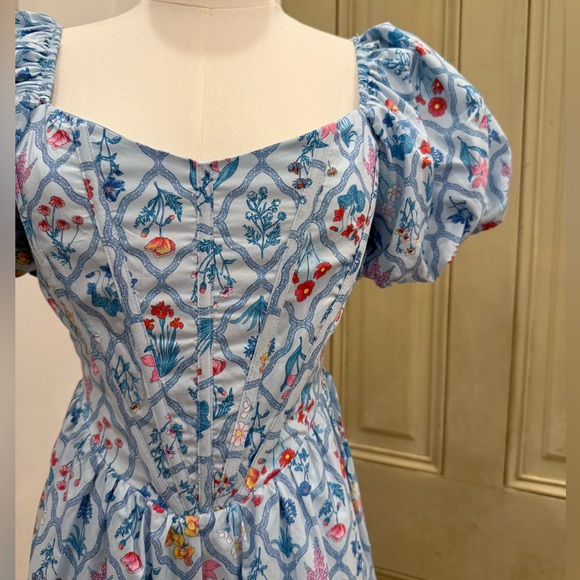 Blue Floral Corset Dress - Picture 2 of 3